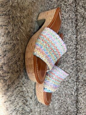 Unisa Multicolor Woven Slide Wedge Sandals
